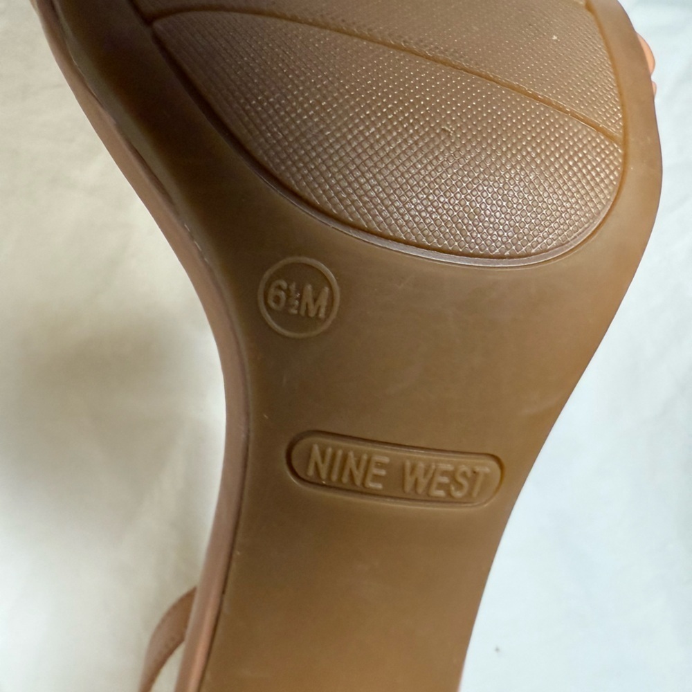 Nine West Allha 3 Braided Strap Chunky Heels in Macaroon Tan 6.5 - Picture 12 of 13
